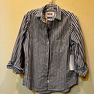 Grayson light blue white striped hero Button up